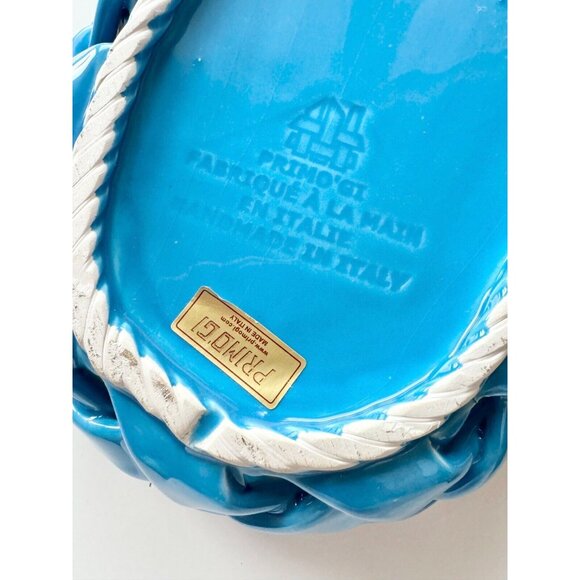 PRIMO'GI Handmade in Italy Blue Woven Treccia Ceramic Long Basket Tray - Picture 5 of 9